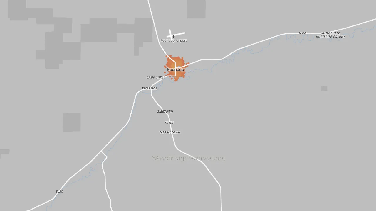 Bike Grade map of Roundup, MT