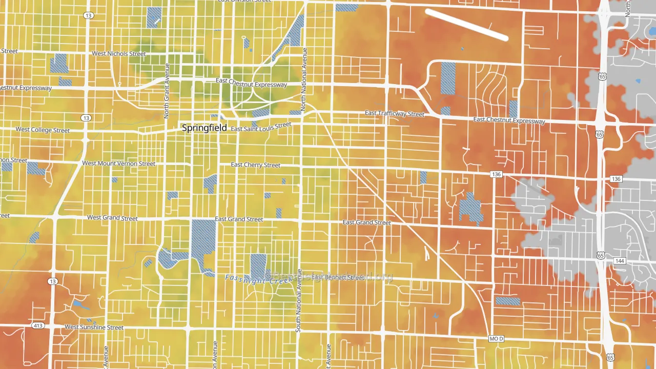 Bike Grade map of Rountree, Springfield, MO