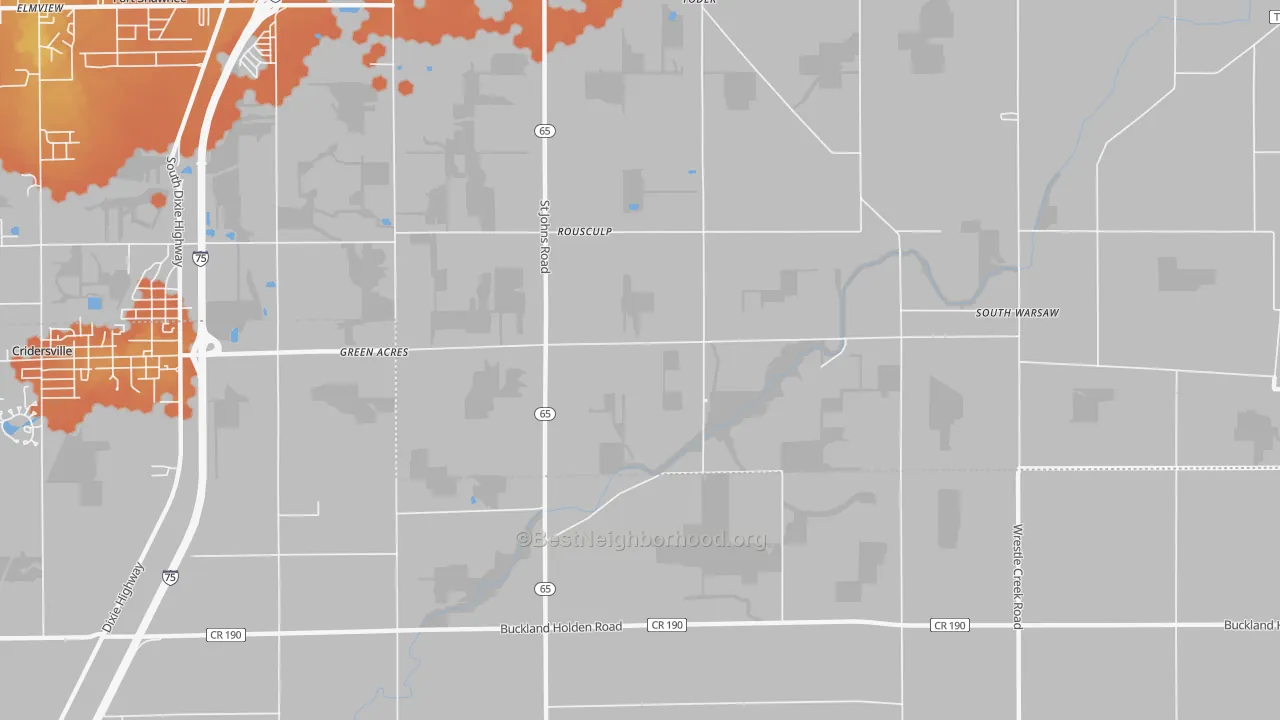 Bike Grade map of Rousculp, OH