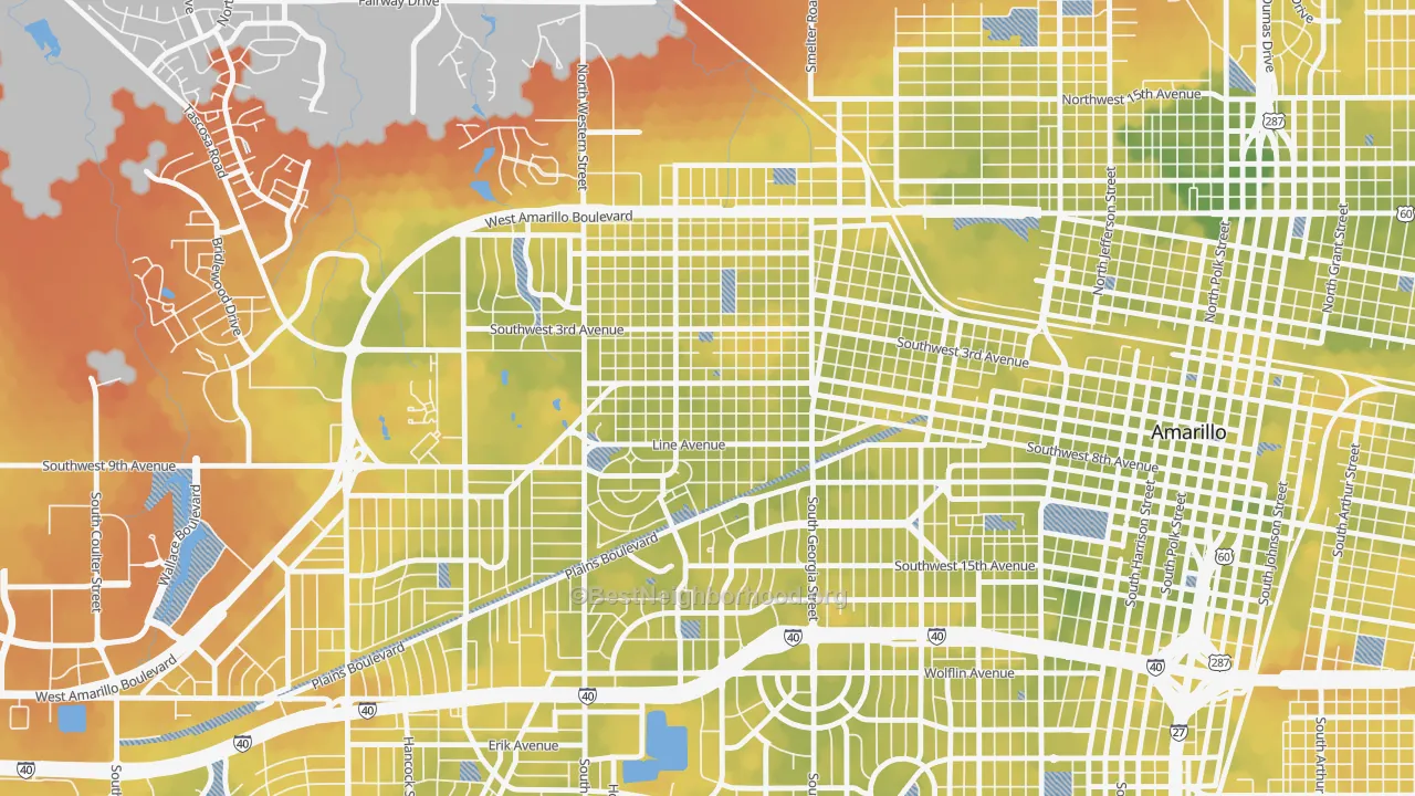 Bike Grade map of Route 66 Historic District, Amarillo, TX