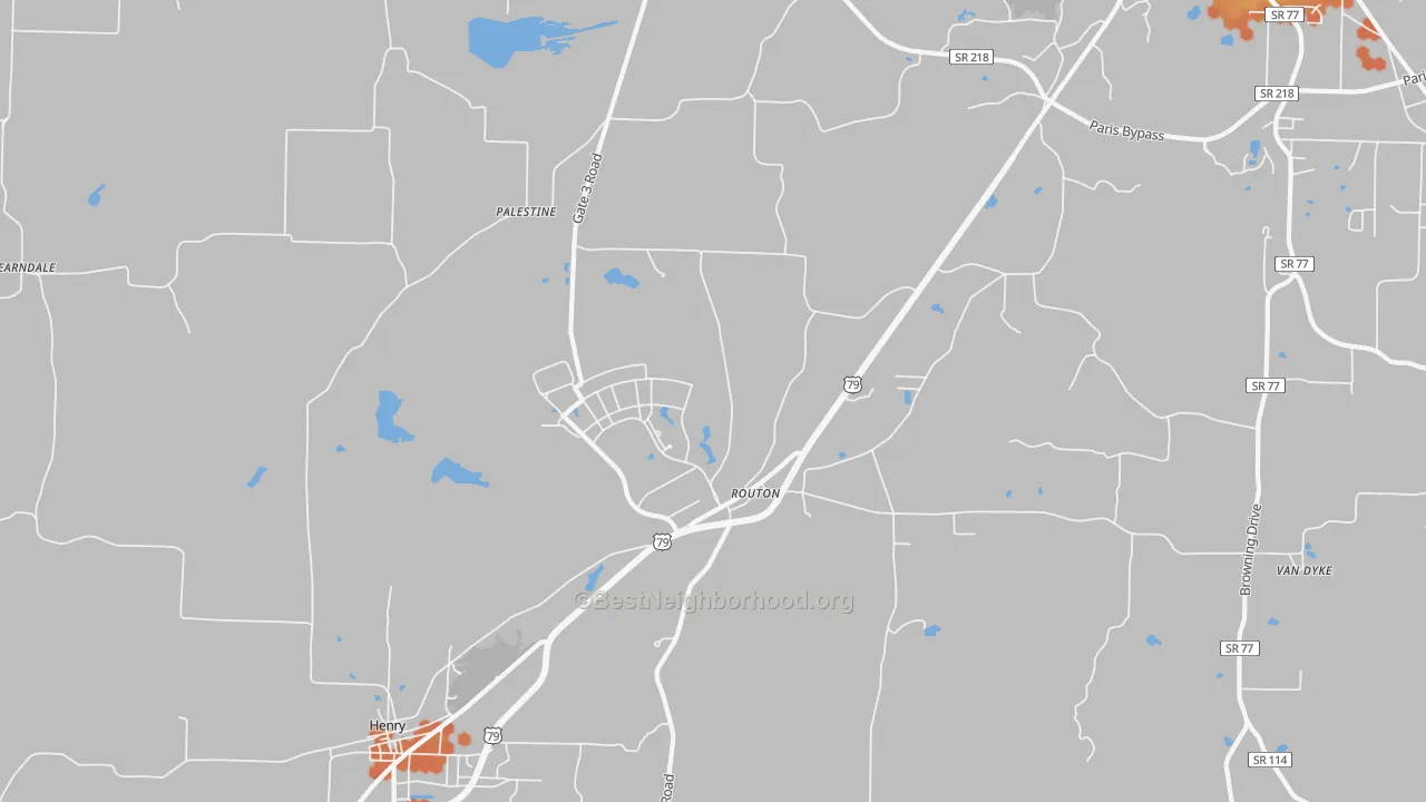 Bike Grade map of Routon, TN