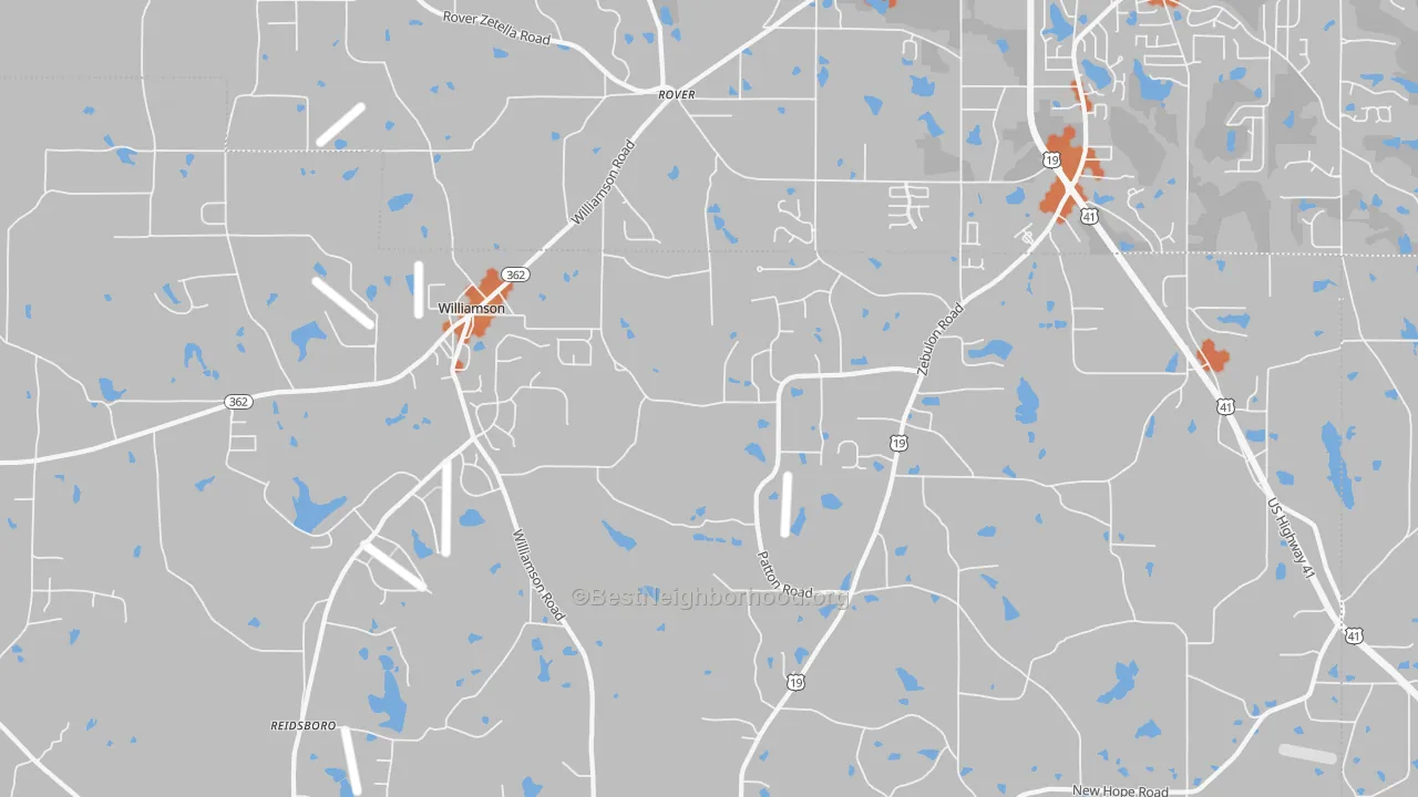 Bike Grade map of Rover, GA