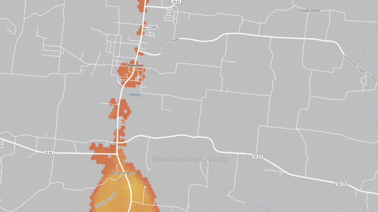 Bike Grade map of Rover, TN