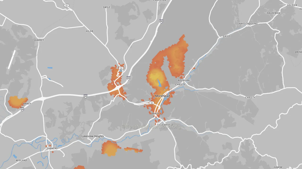 Bike Grade map of Rowan County, KY
