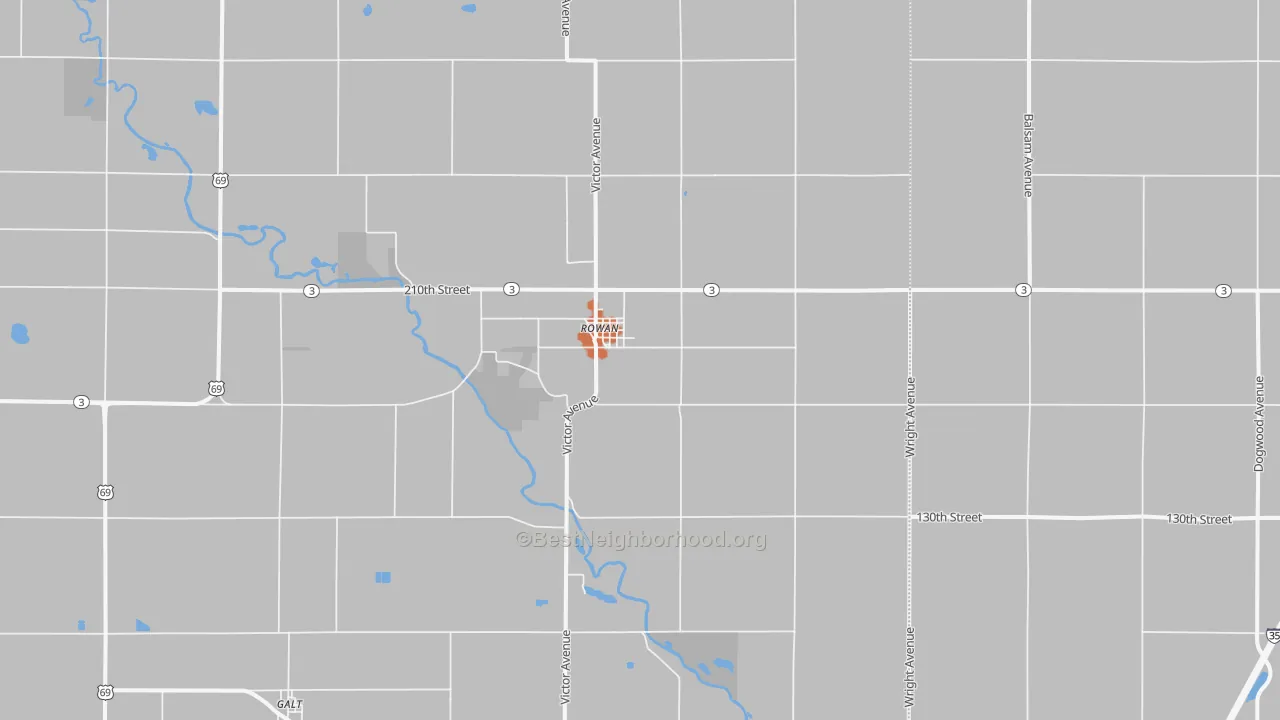 Bike Grade map of Rowan, IA