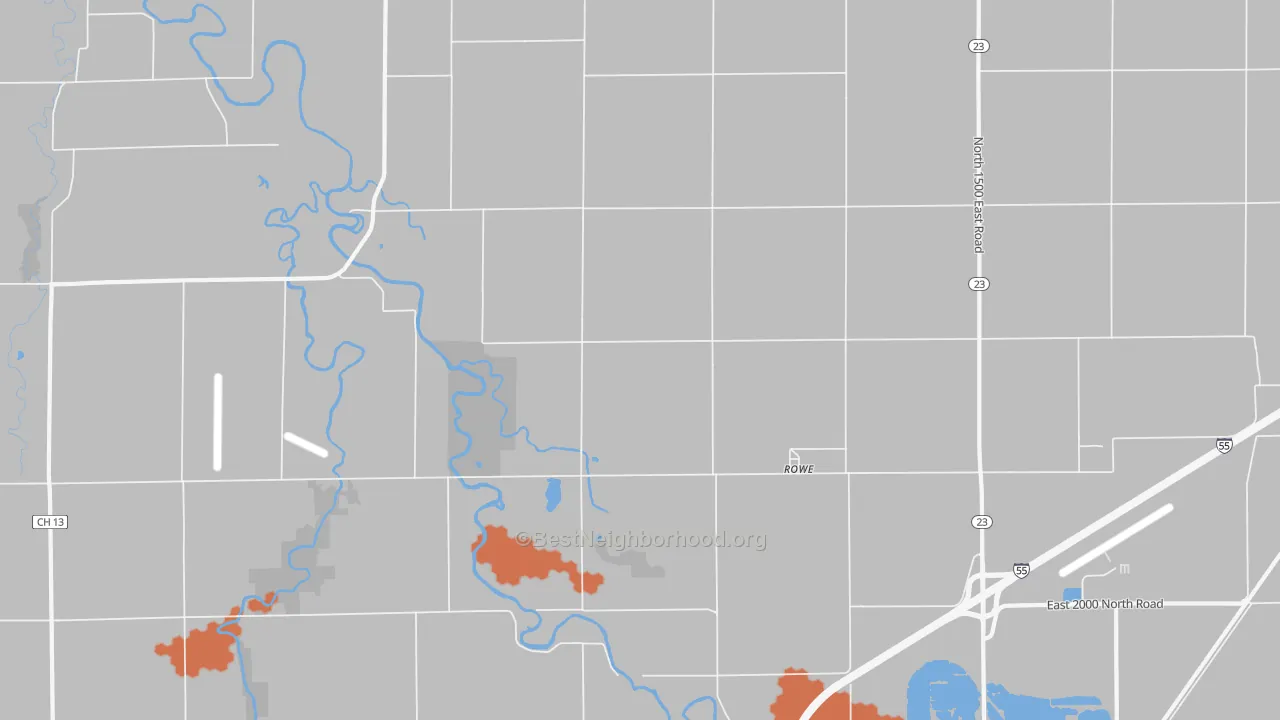 Bike Grade map of Rowe, IL