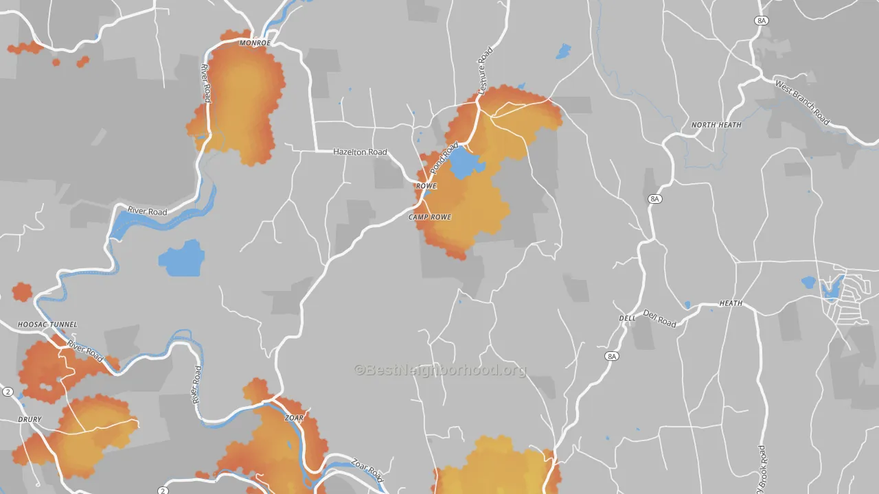 Bike Grade map of Rowe, MA