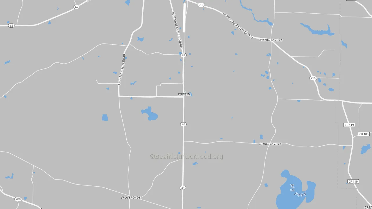 Bike Grade map of Rowena, GA