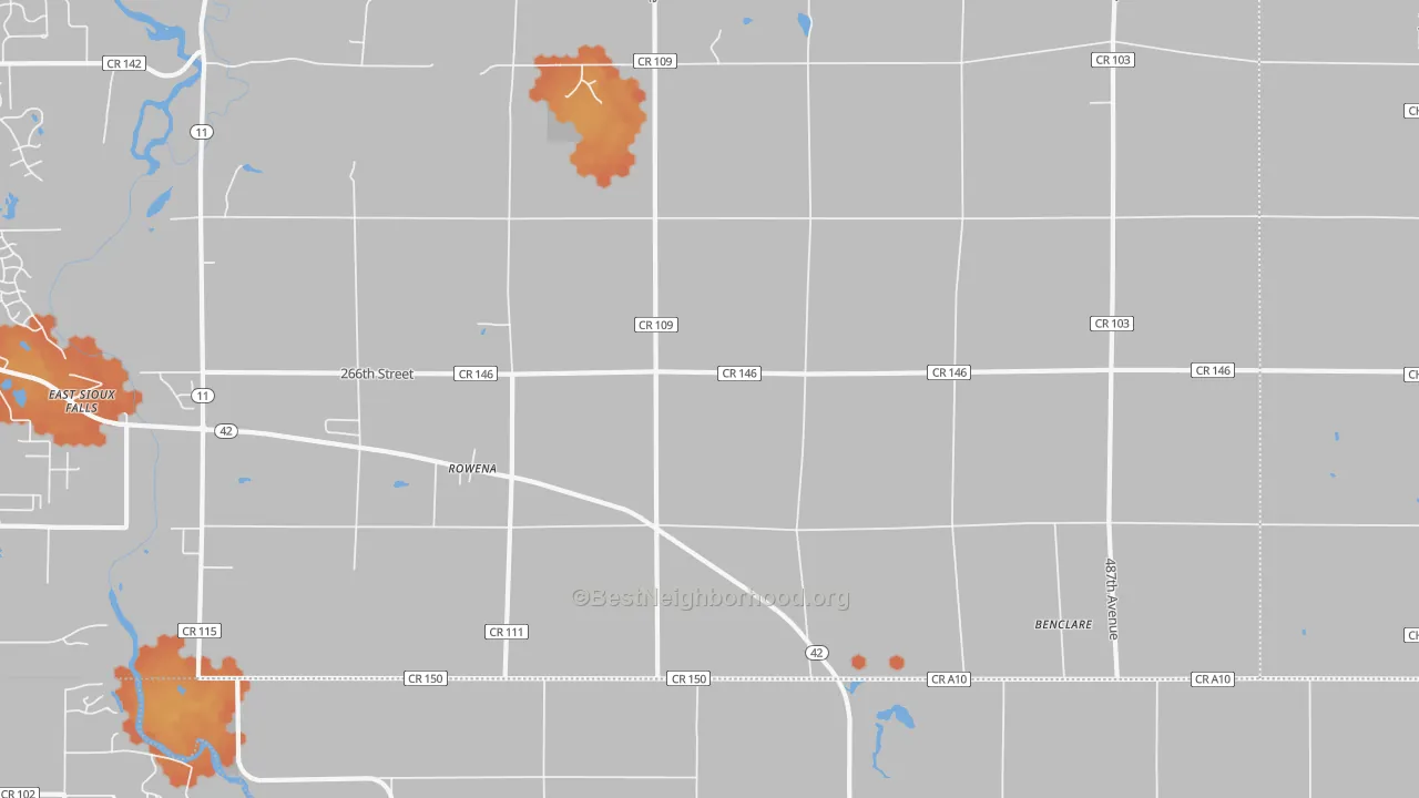 Bike Grade map of Rowena, SD