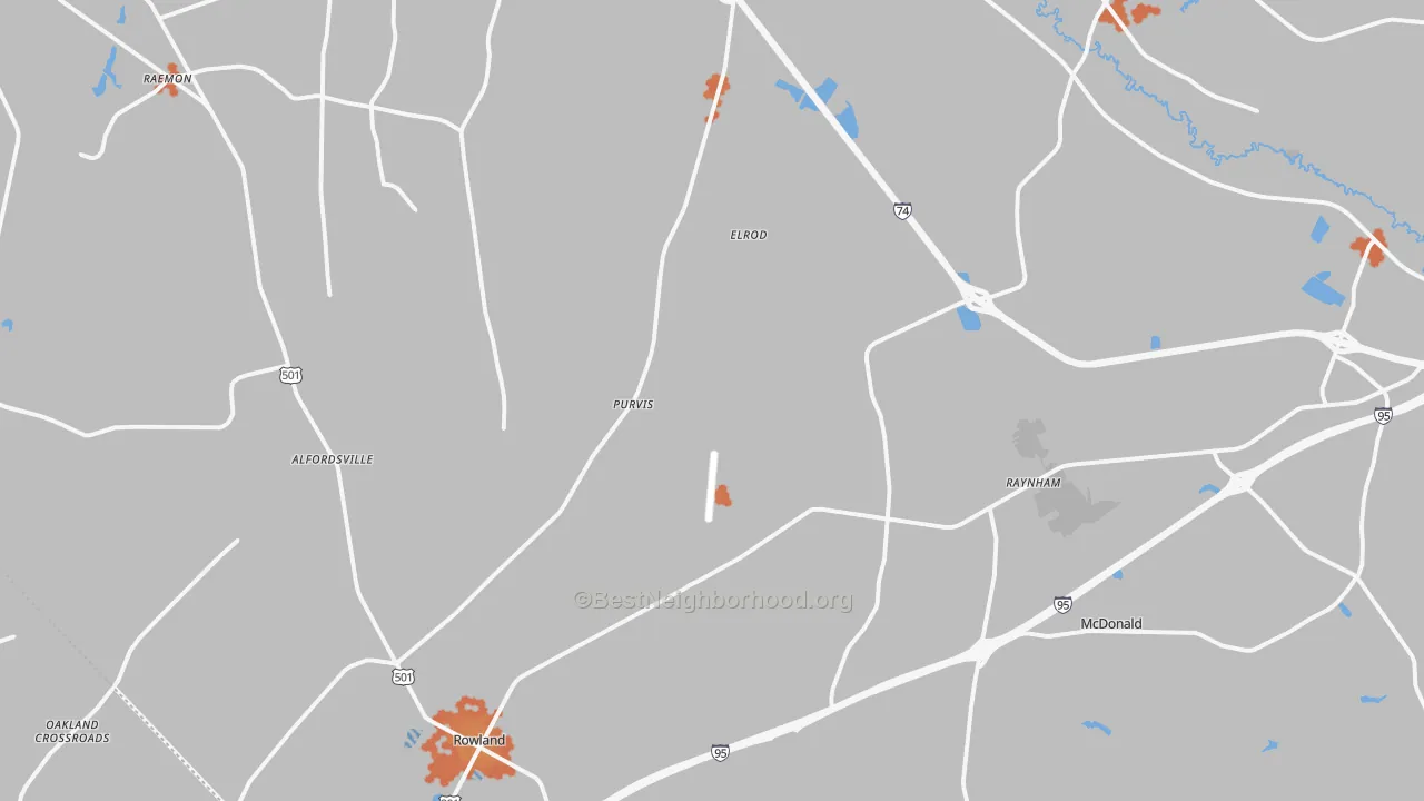 Bike Grade map of Rowland, NC