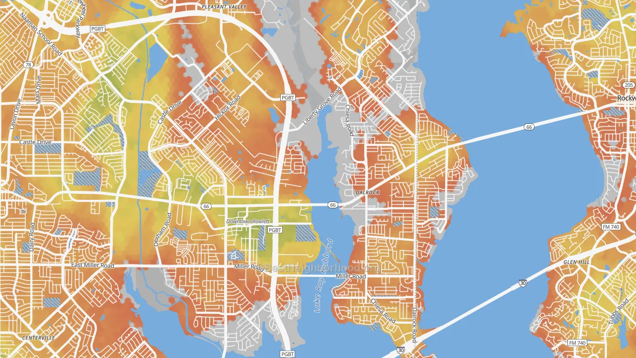Bike Grade map of Rowlett, TX
