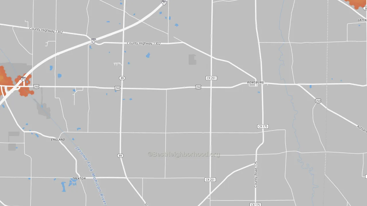 Bike Grade map of Rowsburg, OH