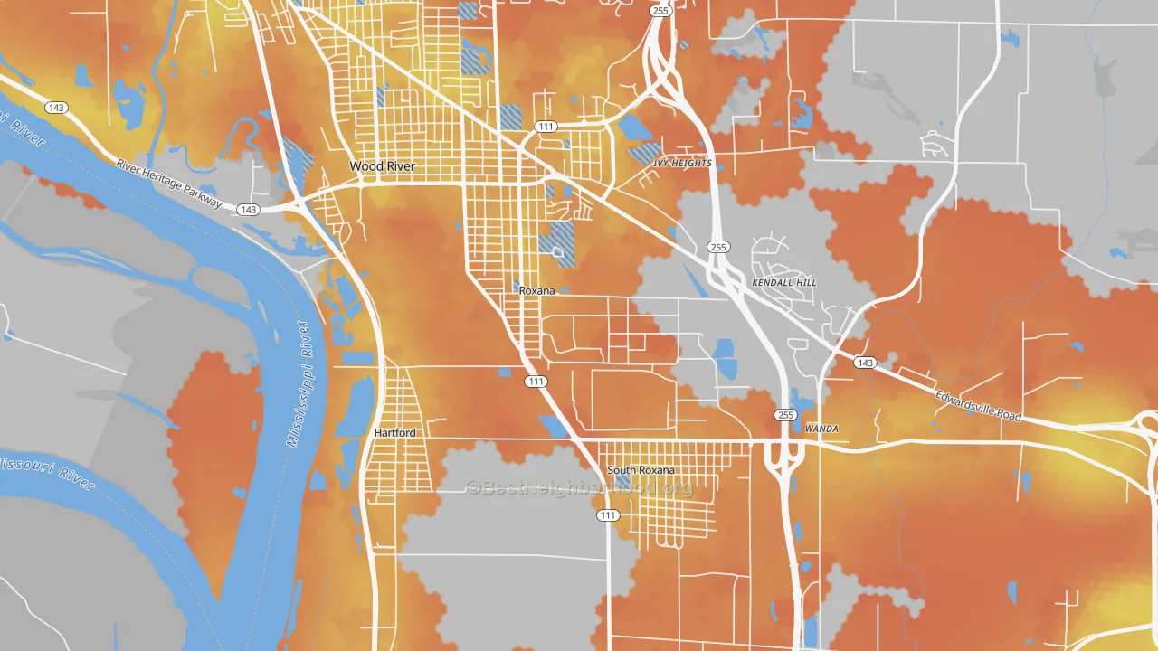 Bike Grade map of Roxana, IL