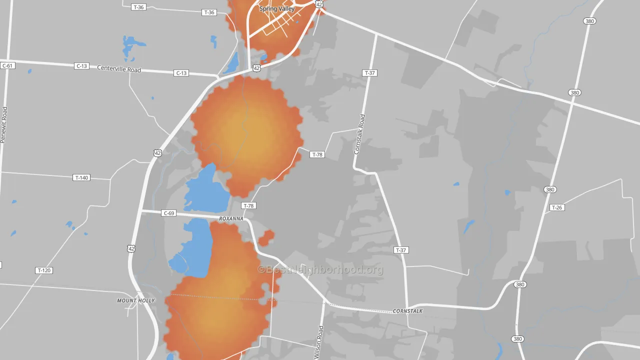 Bike Grade map of Roxanna, OH