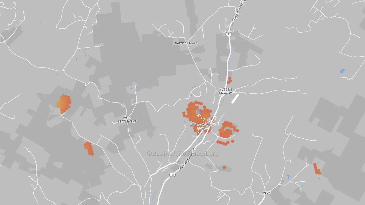 Bike Grade map of Roxbury, NY