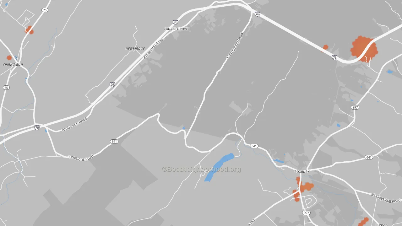 Bike Grade map of Roxbury, PA