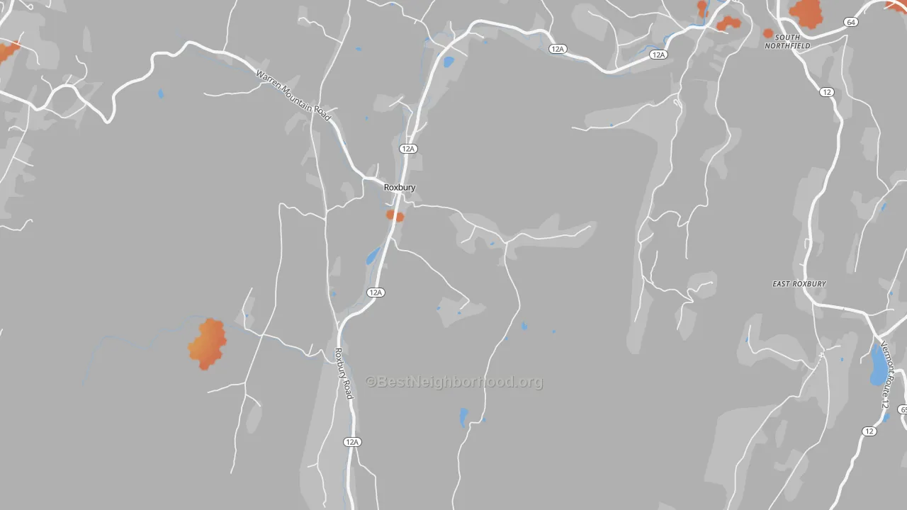 Bike Grade map of Roxbury, VT