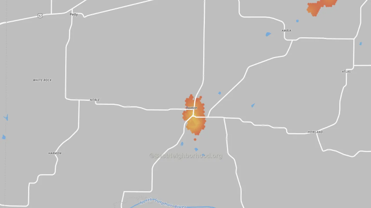 Bike Grade map of Roxton, TX