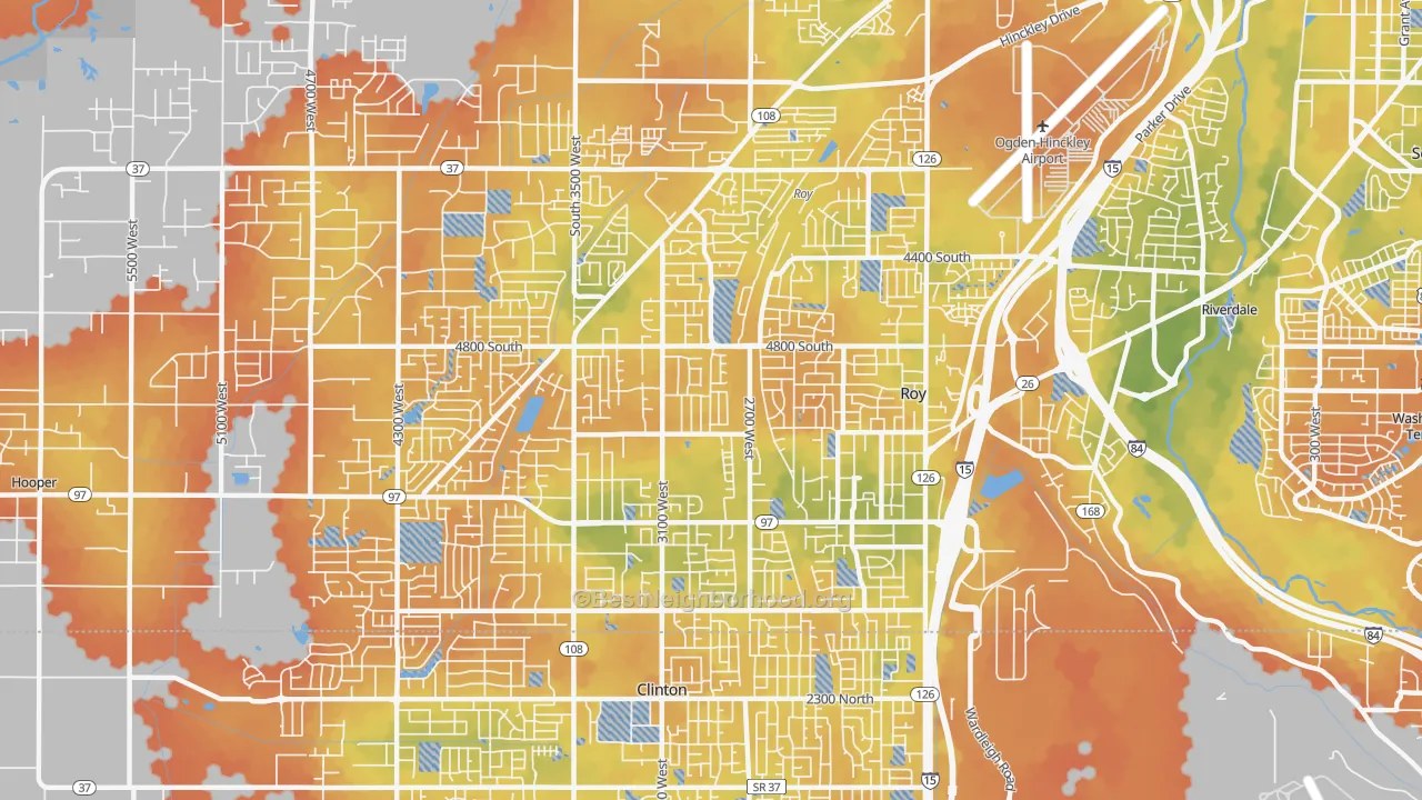 Bike Grade map of Roy, UT