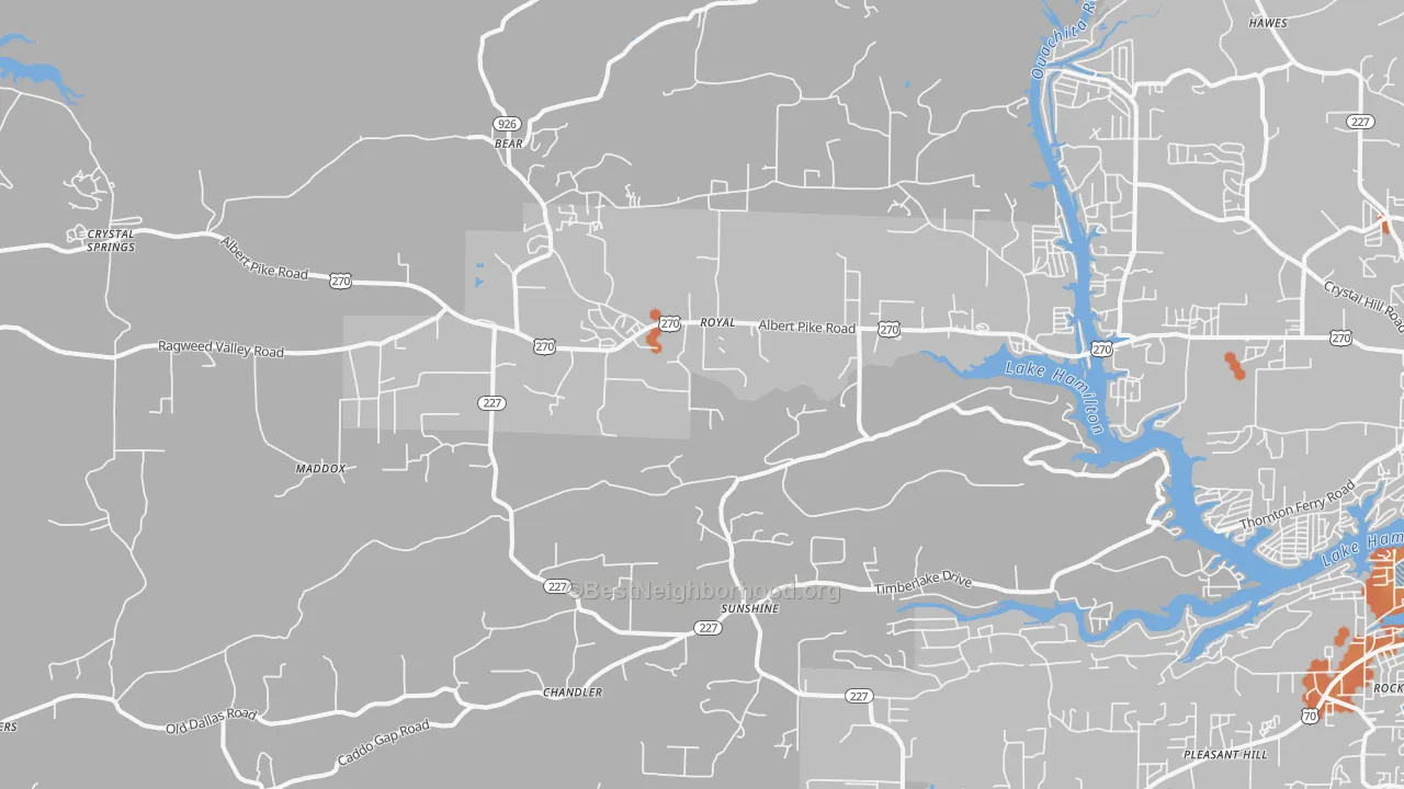 Bike Grade map of Royal, AR