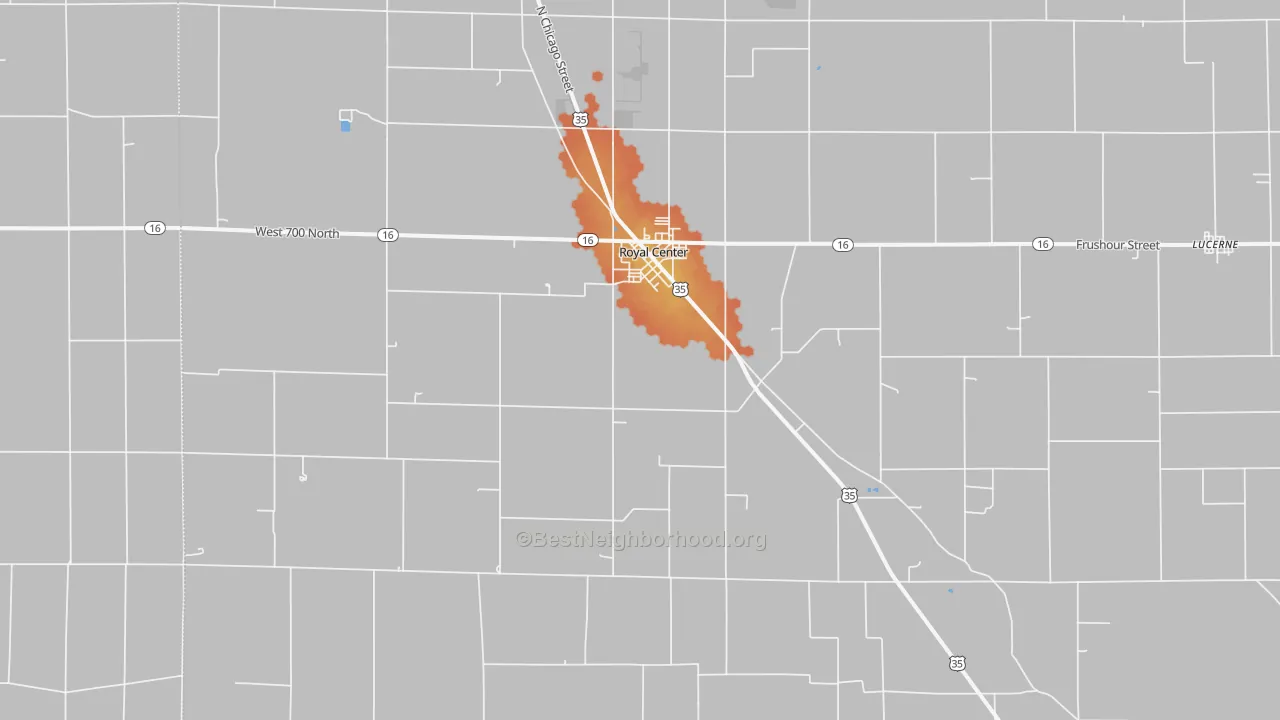 Bike Grade map of Royal Center, IN