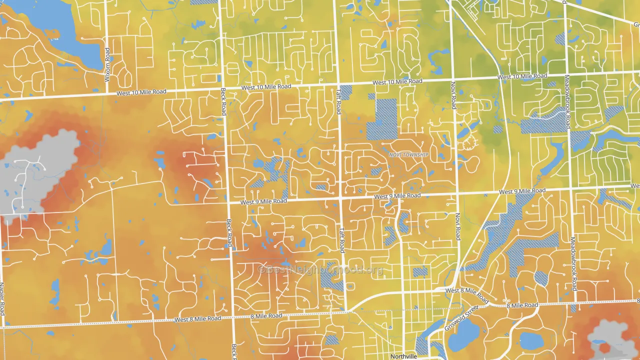 Bike Grade map of Royal Crown Estates, Novi, MI
