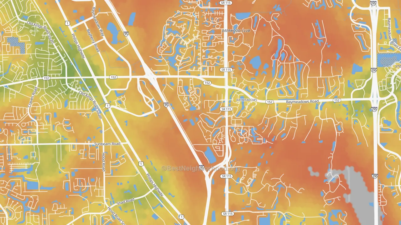 Bike Grade map of Royal Lakes, Jacksonville, FL