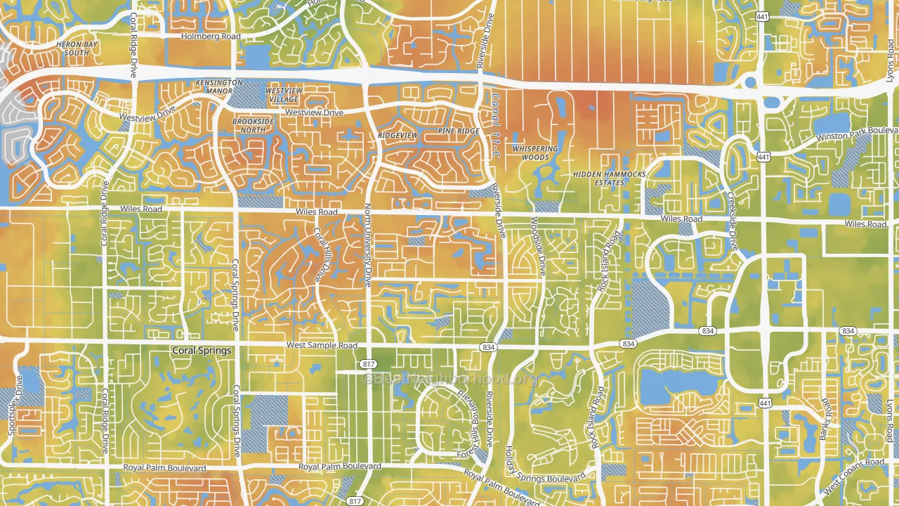 Bike Grade map of Royal Land, Coral Springs, FL