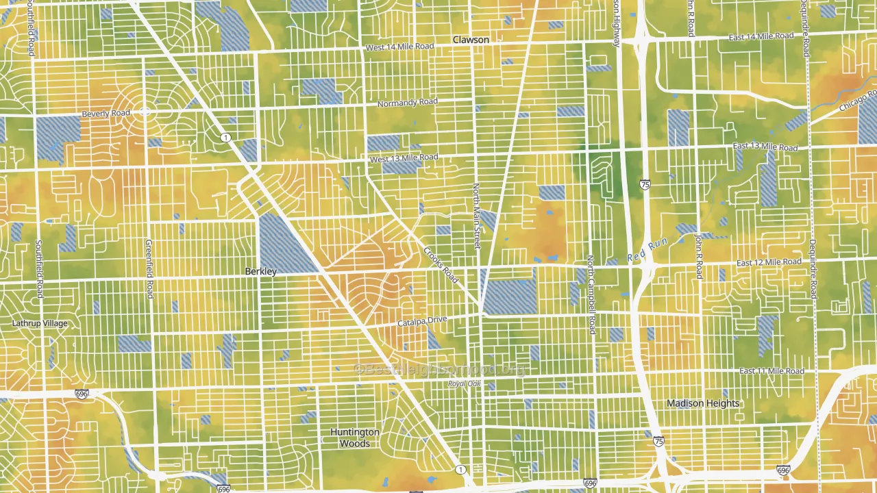 Bike Grade map of Royal Oak, MI
