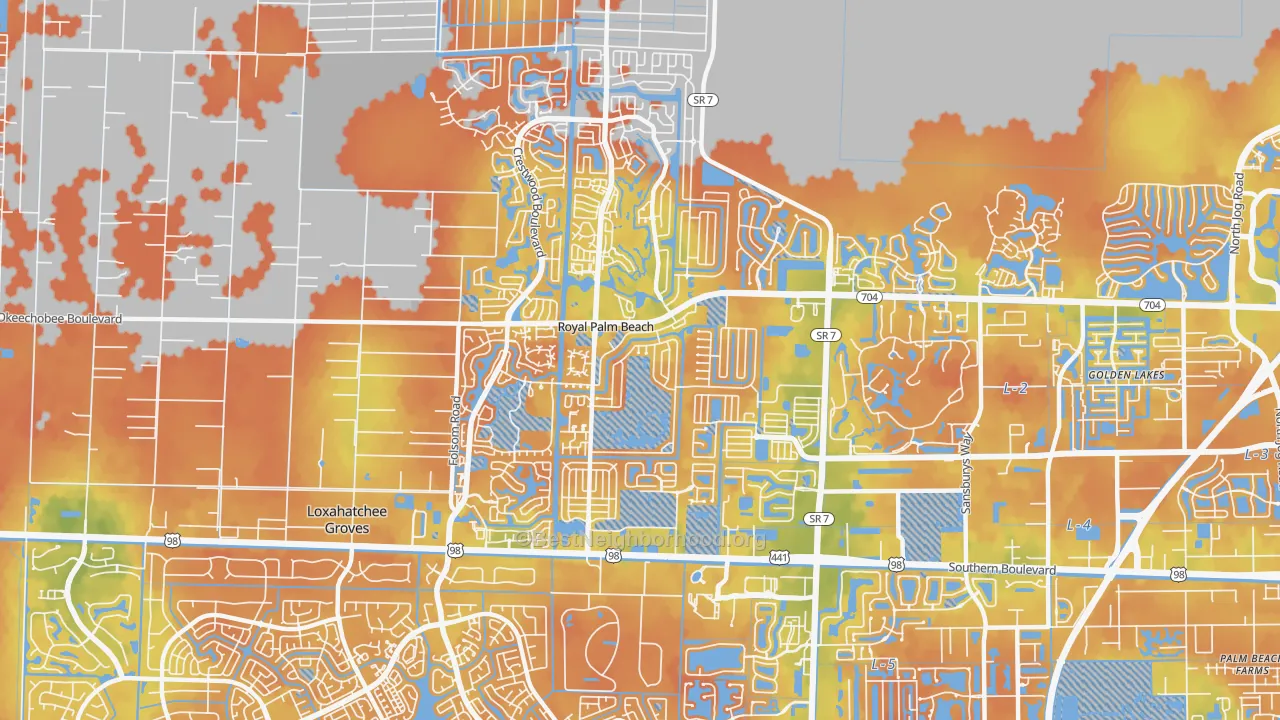 Bike Grade map of Royal Palm Beach, FL