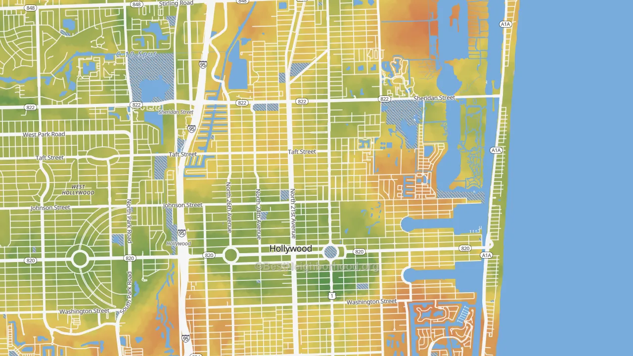 Bike Grade map of Royal Poinciana, Hollywood, FL