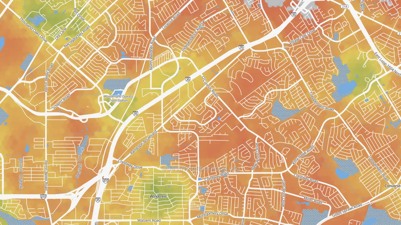 Bike Grade map of Royal Ridge, San Antonio, TX