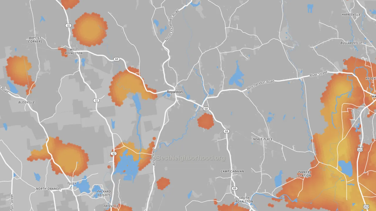 Bike Grade map of Royalston, MA