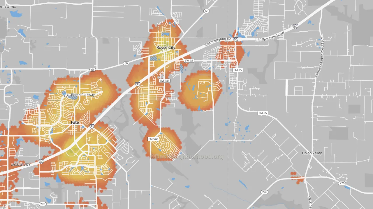 Bike Grade map of Royse City, TX