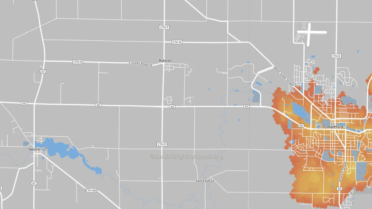Bike Grade map of Rubicon, WI