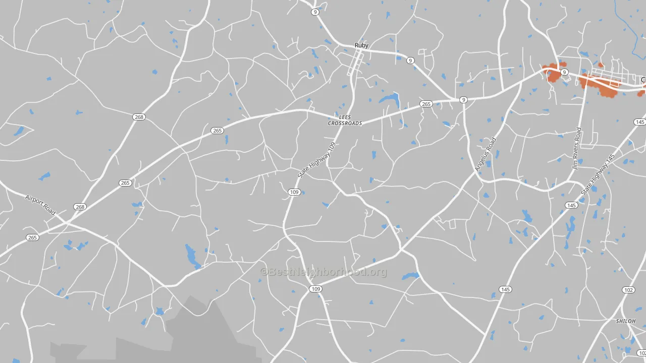 Bike Grade map of Ruby, SC