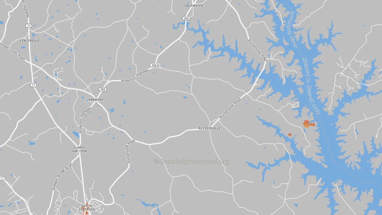 Bike Grade map of Ruckersville, GA
