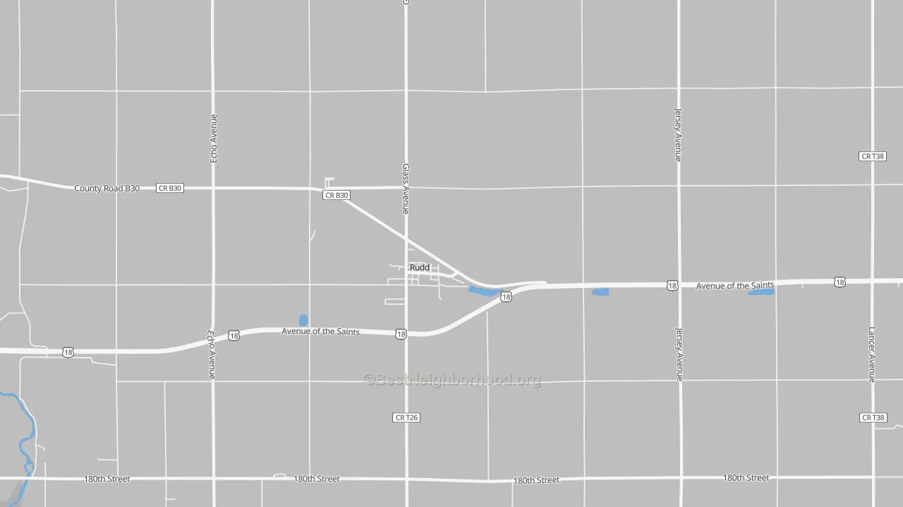 Bike Grade map of Rudd, IA