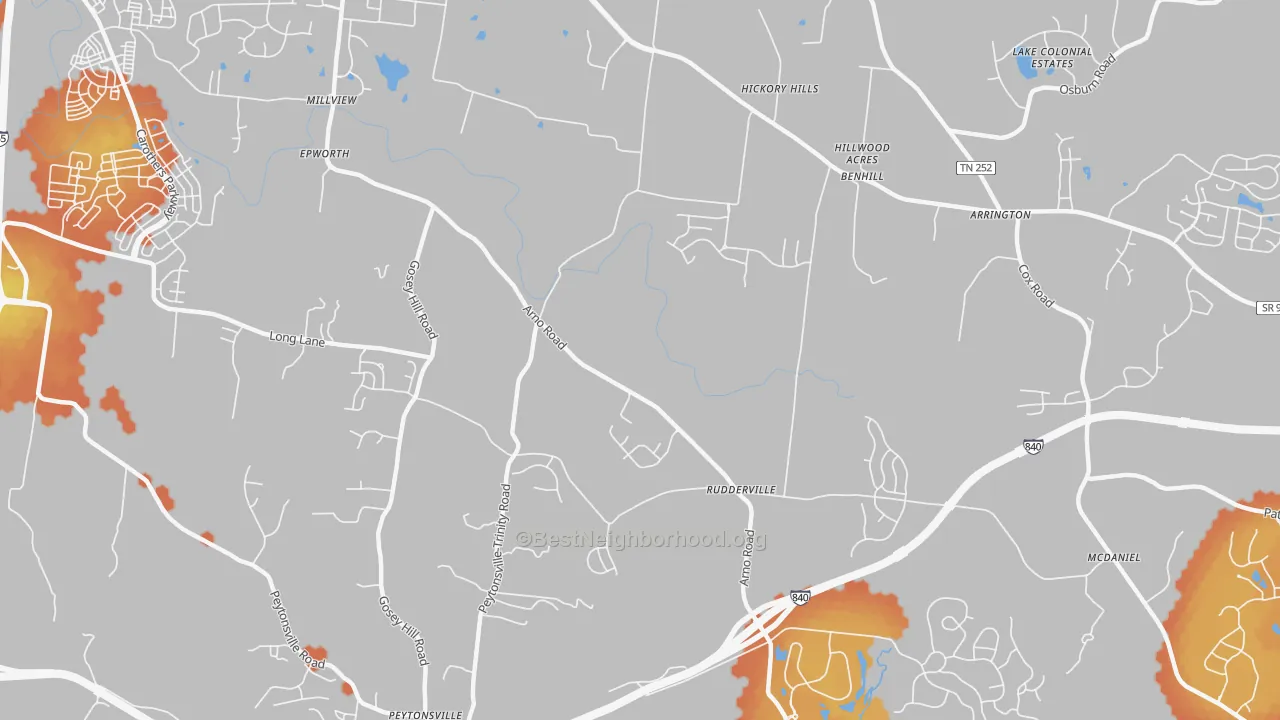 Bike Grade map of Rudderville, TN