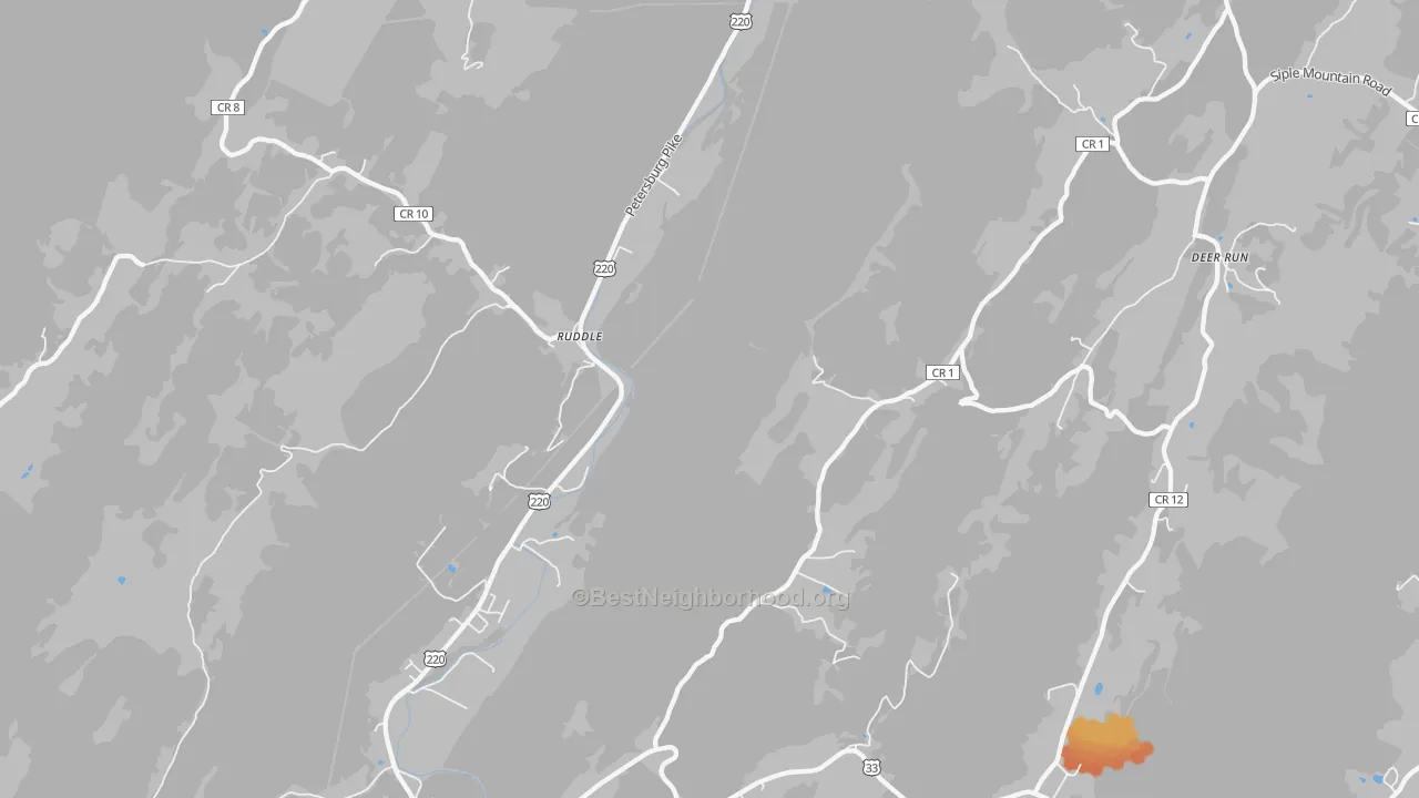 Bike Grade map of Ruddle, WV