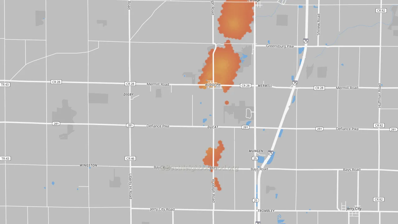 Bike Grade map of Rudolph, OH