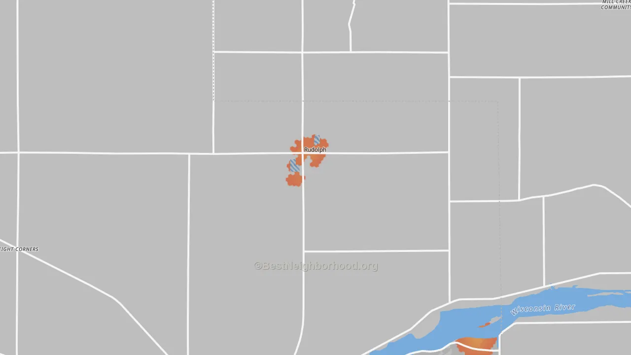 Bike Grade map of Rudolph, WI