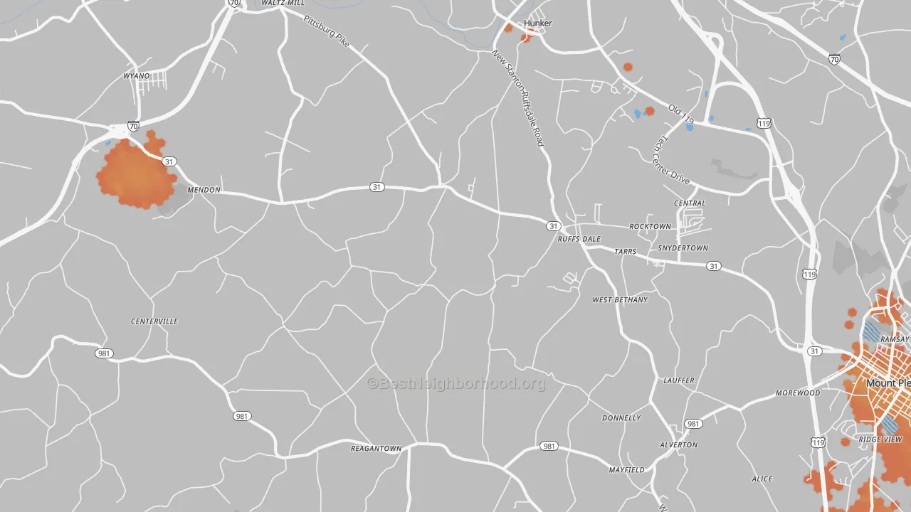Bike Grade map of Ruffsdale, PA
