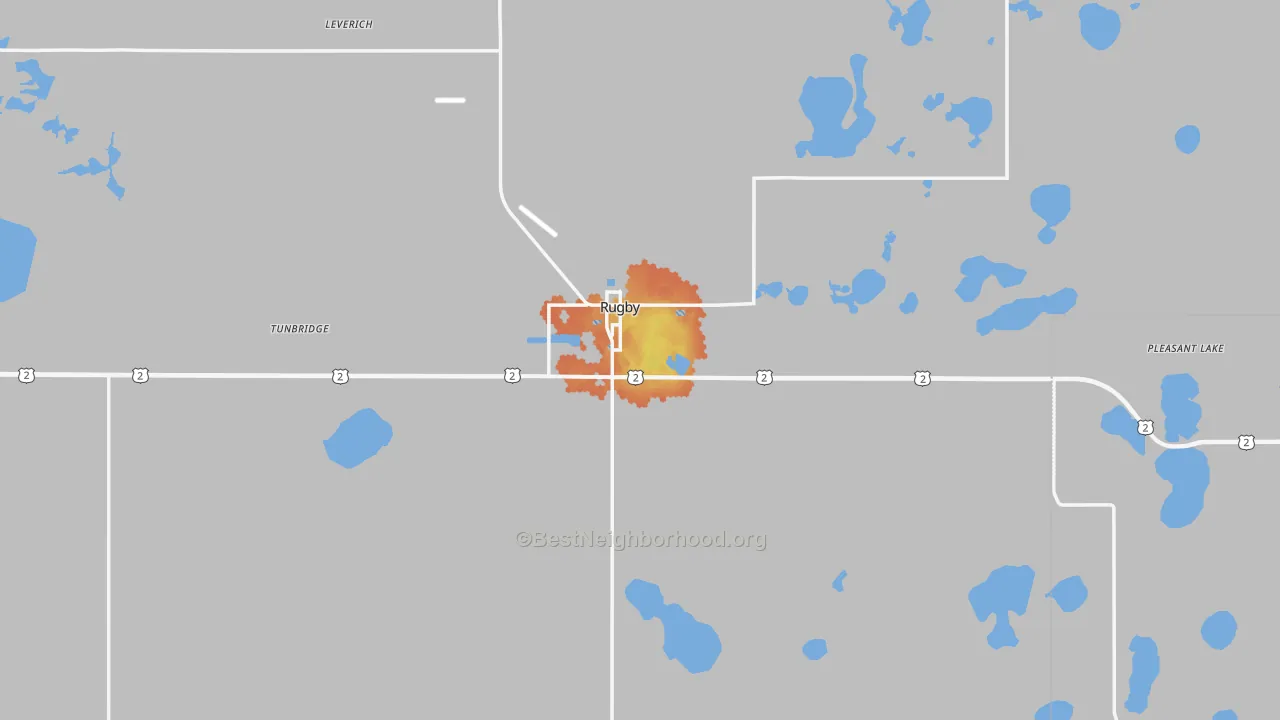 Bike Grade map of Rugby, ND