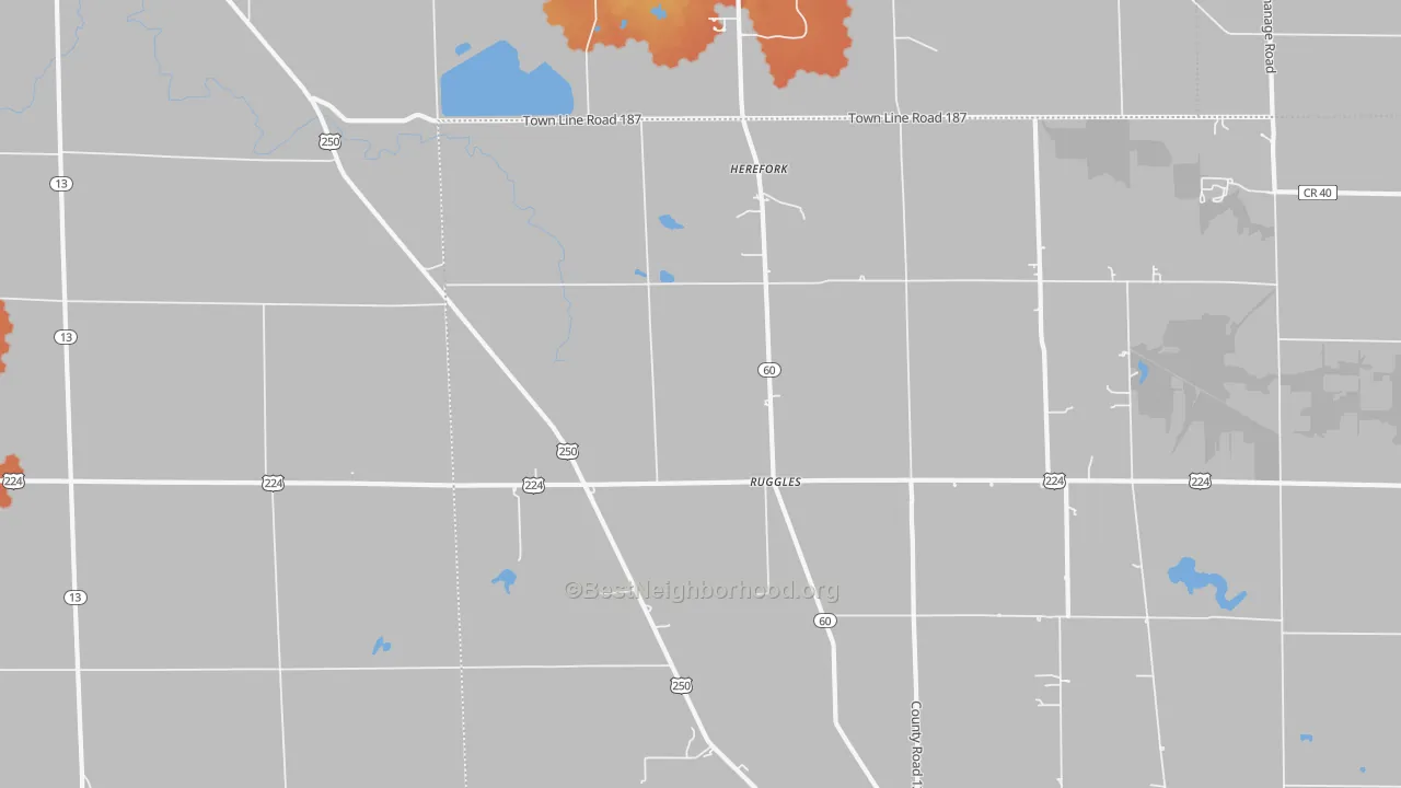 Bike Grade map of Ruggles, OH