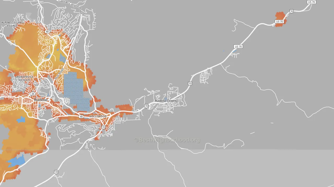 Bike Grade map of Ruidoso Downs, NM