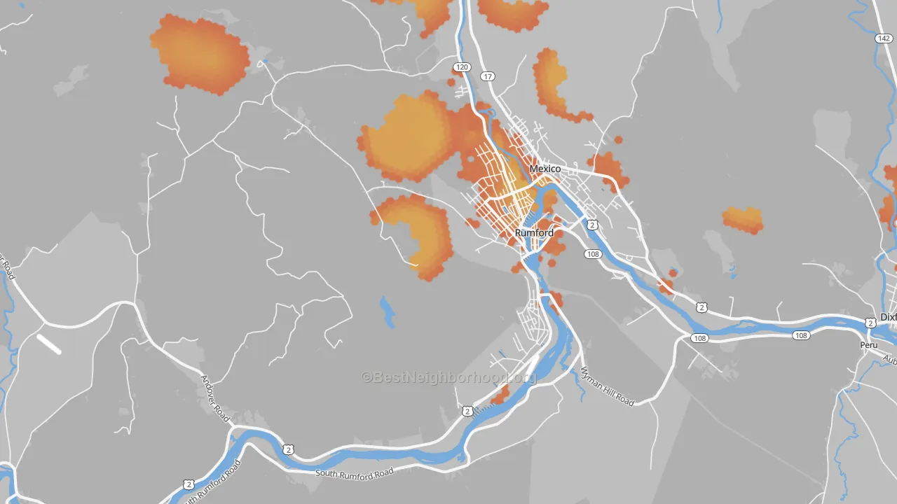Bike Grade map of Rumford, ME