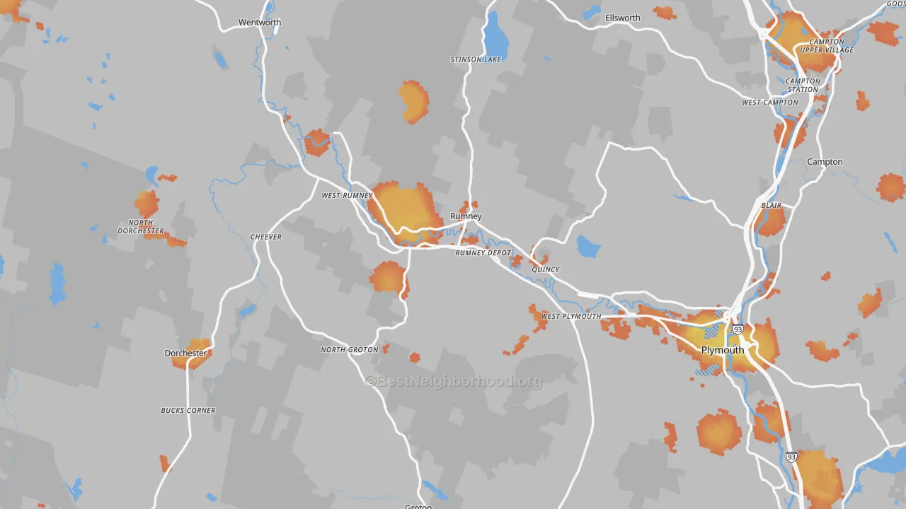 Bike Grade map of Rumney, NH