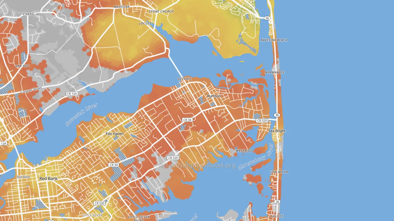 Bike Grade map of Rumson, NJ