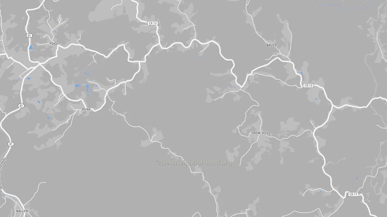 Bike Grade map of Runa, WV